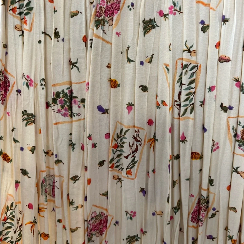 Vintage Surrealist Floral Cream Maxi Skirt NWT